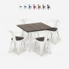 Conjunto Mesa e 4 Cadeiras p/Cozinha Metal Madeira 80x80cm Hustle Wood White Venda