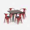 Conjunto de Mesa e 4 Cadeiras Resistente Uso intensivo Café Esplanada 80x80cm Hustle Wood Black 