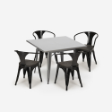Conjunto Mesa e 4 Cadeiras Madeira escura Aço Uso intensivo 80x80cm Century Wood Modelo
