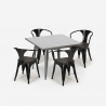 Conjunto Mesa e 4 Cadeiras Madeira escura Aço Uso intensivo 80x80cm Century Wood Modelo
