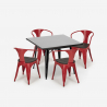 Conjunto de Mesa e 4 Cadeiras Conforáveis Elegante Casa Aço 80x80cm Century Wood Black 