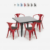 Conjunto de Mesa e 4 Cadeiras Conforáveis Elegante Casa Aço 80x80cm Century Wood Black Estoque