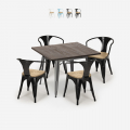 Conjunto de Mesa e 4 Cadeiras p/Cozinha e Café 80x80cm Madeira e Metal Hustle Top Light Promoção