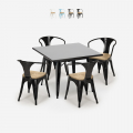Conjunto de Mesa e 4 Cadeiras Madeira Clara Aço Antirriscos 80x80cm Century Black Top Light Promoção