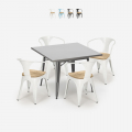 Conjunto de Mesa e 4 Cadeiras de Cozinha Confortáveis Empilháveis 80x80cm Century Top Light Promoção