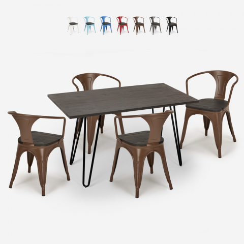 Conjunto de Mesa c/4 Cadeiras Madeira 120x60cm Wismar Wood Promoção