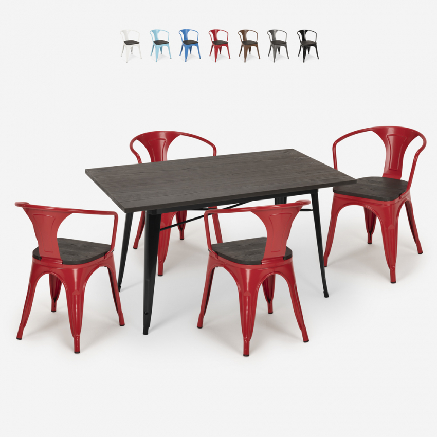 Conjunto de 4 Cadeiras c/Mesa p/Sala de jantar 120x60cm Caster Wood Estoque