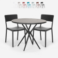 Conjunto de Mesa Redonda Preta c/2 Cadeiras Moderno 80cm Aminos Dark Promoção