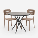 Conjunto de Mesa Redonda Preta c/2 Cadeiras 80cm Ipsum Dark Modelo