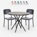Conjunto de Mesa Redonda Preta c/2 Cadeiras 80cm Ipsum Dark Promoção