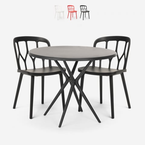 Conjunto de Mesa Redonda Preta c/2 Cadeiras 80cm, Kento Dark Promoção