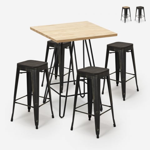 Conjunto de Mesa e 4 Cadeiras p/Cozinha, 60x60cm, Oudin Promoção