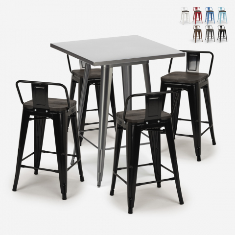 Conjunto de Mesa e 4 Cadeiras Modernas p/Café ou Bar 60x60cm Buch Promoção