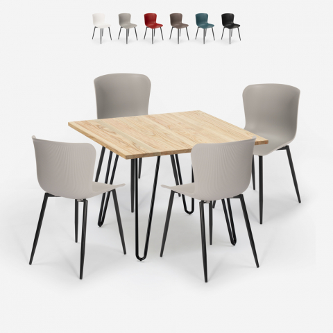 Conjunto Mesa Quadrada c/4 Cadeiras, Moderno, Comercial, 80x80cm, Claw Light Promoção