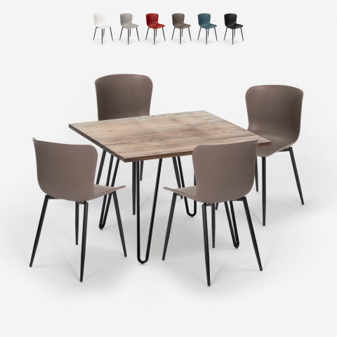 Conjunto Mesa Quadrada c/4 Cadeiras p/Café, Esplanada, Cozinha, 80x80cm, Claw Promoção