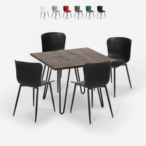 Conjunto de Mesa Quadrada c/4 Cadeiras Confortáveis, 80x80cm, Claw Dark Promoção