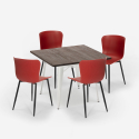 Conjunto 4 Cadeiras c/Mesa Quadrada 80x80cm Madeira Metal Anvil Ligh Medidas