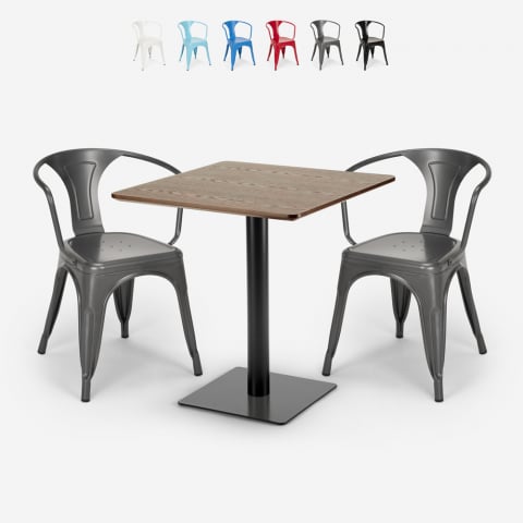 Conjunto de Mesa e 2 Cadeiras, Café, Esplanada, Restaurante, 70x70cm, Starter Promoção