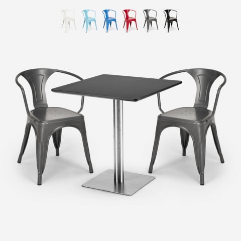 Conjunto 2 Cadeiras p/Café, Esplanada, Restaurante,  70x70cm, Starter Silver Promoção