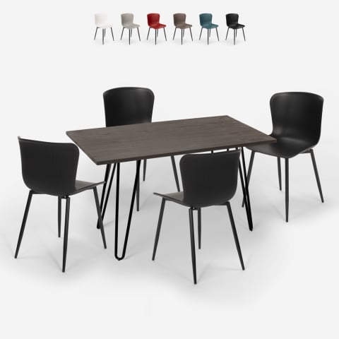 Conjunto 4 Cadeiras c/Mesa retangular, 120x60cm, Wire Promoção