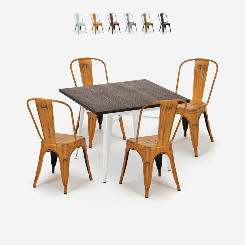 Conjunto e 4 Cadeiras p/Cozinha 80x80cm Burton White Venda Conjunto e 4 Cadeiras p/Cozinha 80x80cm Burton White Venda
