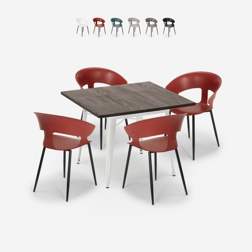Conjunto Mesa de jantar e 4 Cadeiras 80x80cm Reeve White Catálogo Conjunto Mesa de jantar e 4 Cadeiras 80x80cm Reeve White Catálogo