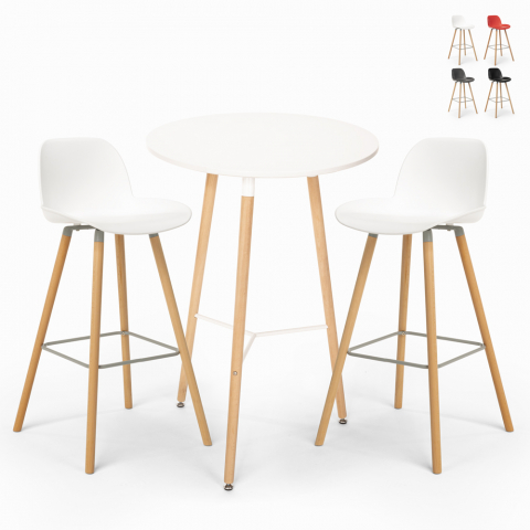 Conjunto mesa redonda 60x60cm 2 bancos design escandinavo Ojala Light