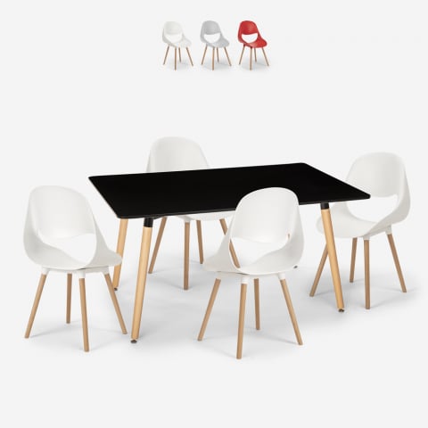 Conjunto de 4 Cadeiras c/Mesa retangular, 80x120cm, Flocs Dark Promoção