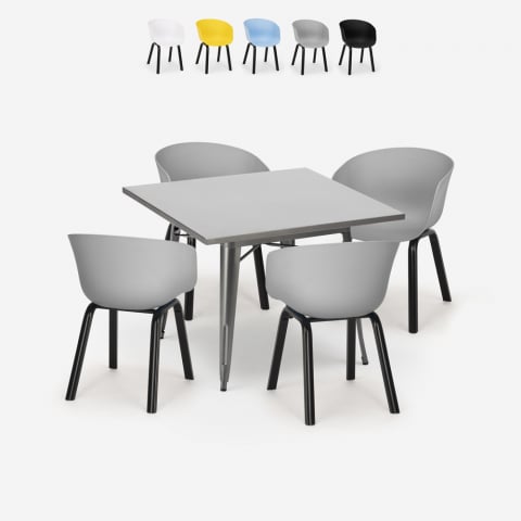 Conjunto Mesa de jantar Quadrada c/4 Cadeiras, 80x80cm, Krust Promoção