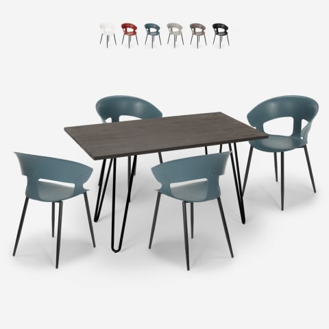 Conjunto de 4 Cadeiras c/Mesa de jantar Moderna, 120x60cm, Sixty Promoção
