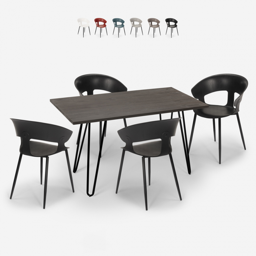 Conjunto de 4 Cadeiras c/Mesa de jantar Moderna 120x60cm Sixty Descontos