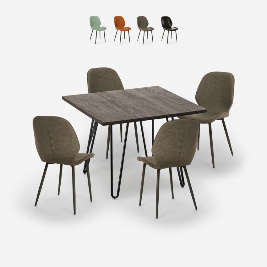 Conjunto de Mesa c/4 Cadeiras em Couro Sintético 80x80cm Wright Dark Oferta Conjunto de Mesa c/4 Cadeiras em Couro Sintético 80x80cm Wright Dark Oferta