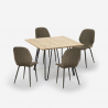 Conjunto de 4 Cadeiras Mesa em Couro Sintético Madeira Metal 80x80cm Wright Light Estoque