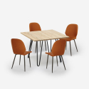 Conjunto de 4 Cadeiras Mesa em Couro Sintético Madeira Metal 80x80cm Wright Light Escolha