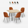Conjunto de 4 Cadeiras Mesa em Couro Sintético Madeira Metal 80x80cm Wright Light Oferta