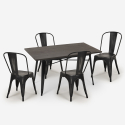 Conjunto de 4 Cadeiras Vintage c/Mesa de jantar Madeira Metal 120x60cm Summit Escolha