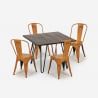 Conjunto de Mesa Quadrada c/4Cadeiras 80x80cm Madeira Metal Hedges Dark Modelo