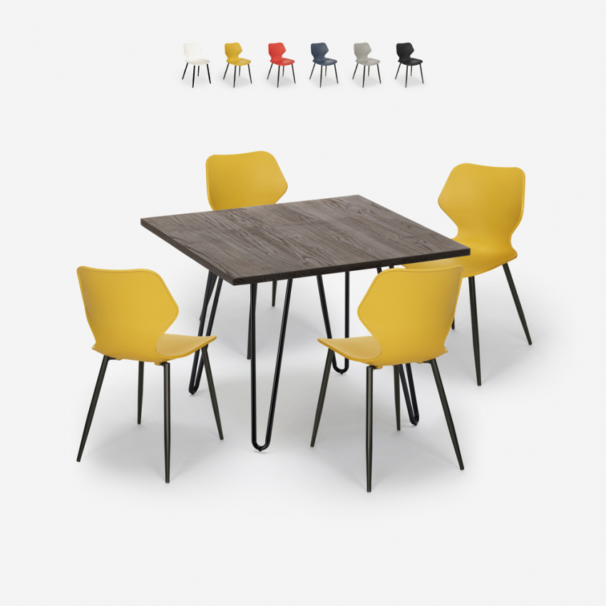 Conjunto 4 Cadeiras c/Mesa quadrada 80x80cm Sartis Dark Descontos Conjunto 4 Cadeiras c/Mesa quadrada 80x80cm Sartis Dark Descontos