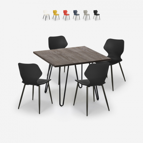 Conjunto 4 Cadeiras c/Mesa quadrada, 80x80cm, Sartis Dark Promoção