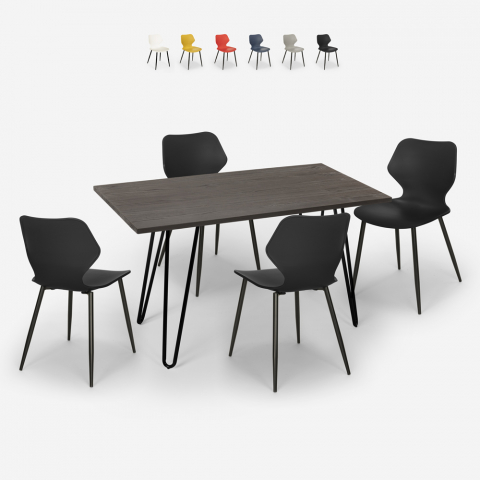 Conjunto cozinha sala de jantar 4 cadeiras design mesa Tolix 120x60cm Palkis
