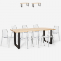 Conjunto 8 cadeiras c/Mesa de jantar Transparente Moderno 220x80cm Virgil Promoção