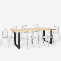 Conjunto 8 cadeiras c/Mesa de jantar Transparente Moderno 220x80cm Virgil Modelo