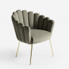 Cadeira Poltrona Moderna em Veludo c/Pernas Douradas Concha Calicis Oferta