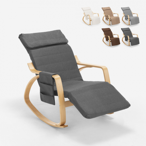 Cadeira de balanço de madeira design escandinavo apoio para os pés ajustável Odense