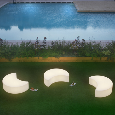 Banco de luz moderno desenho de jardim exterior Moon Slide Promoção