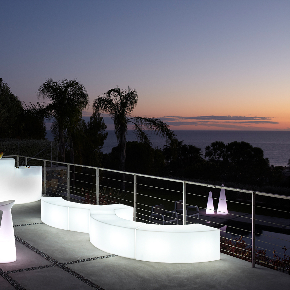 Bancos Modulares Modernos Uso Exterior Luz LED Iluminação Varanda Snake Slide
