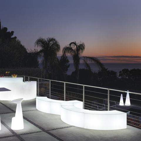 Banco luminoso, mesa de centro, design moderno, bar externo, jardim Ypsilon Slide
