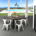 Conjunto de Mesa e 4 Cadeiras Resistente Uso intensivo Café Esplanada 80x80cm Hustle Wood Black Escolha