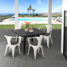 Conjunto de Mesa e 4 Cadeiras Conforáveis Elegante Casa Aço 80x80cm Century Wood Black Escolha