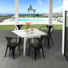 Conjunto de Mesa c/4 Cadeiras p/Café Esplanada Restaurante 80x80cm Century Wood White Escolha